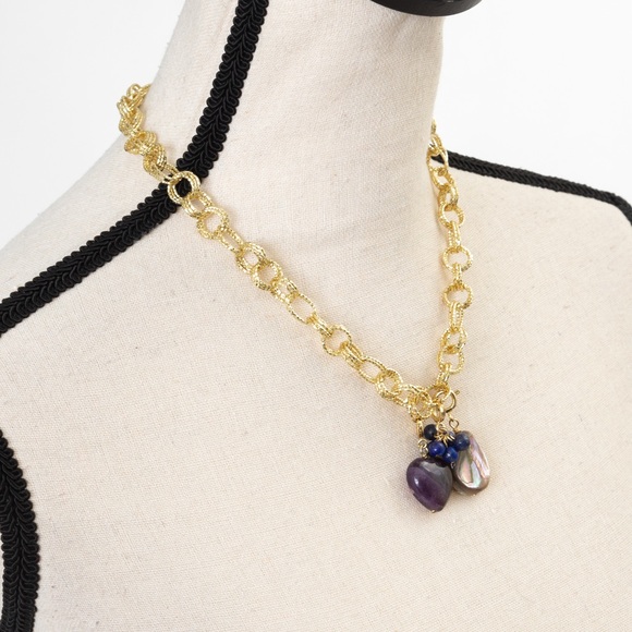 18K gold over bronze necklace with interchangeable charms by Moda Di Petrie - Picture 5 of 16